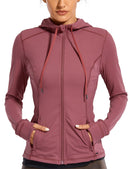 Sportswear Woman'S Sports Jacket Women'S Matte Brushed Full Zip Up Hoodie Coats Outerwear Hooded Workout Sports Jackets Pockets