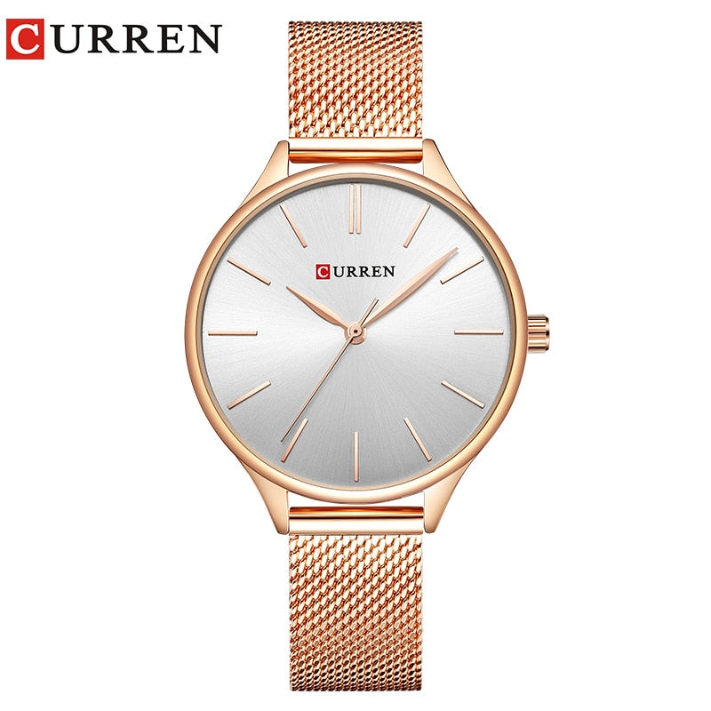 CURREN, relojes para mujer, reloj de pulsera de lujo, reloj femenino, reloj para mujer, acero milanés, reloj de cuarzo dorado rosa para mujer, nuevo