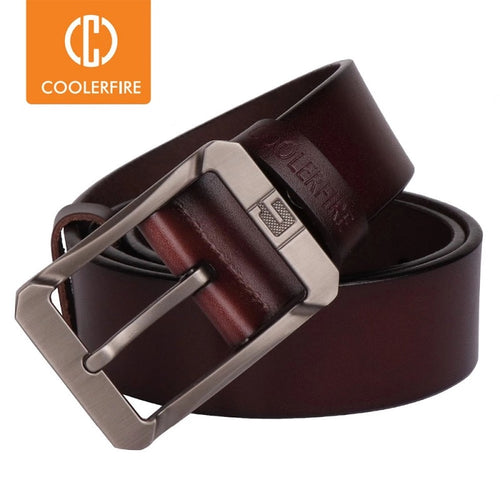 Coolerfire Echtledergürtel für Herren Marke Herren Dornschließe Jeans Cowboy Herren Gürtel Luxus Designer Hochwertiger Ledergürtel