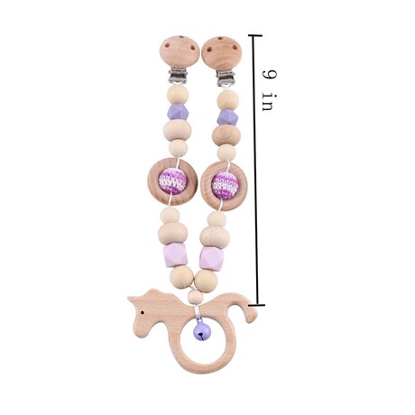 Baby Toys Silicone Beads Teethers Wooden Rings Handmade Bracelet Pacifier Chain Clips Teething Pram Stroller Bell Baby Products