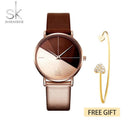 Relojes de cuero de lujo SK, relojes de cuarzo creativos a la moda para Mujer, Reloj de pulsera para Mujer 2019, Reloj de pulsera para Mujer SHENGKE, Reloj femenino