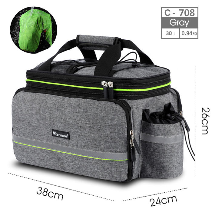 WEST BIKING Waterproof 3 In 1 Expandable Bicycle Trunk Bag Mountain Bike Rear Seat Cargo Carrier Cycling Travel Luggage Pannier