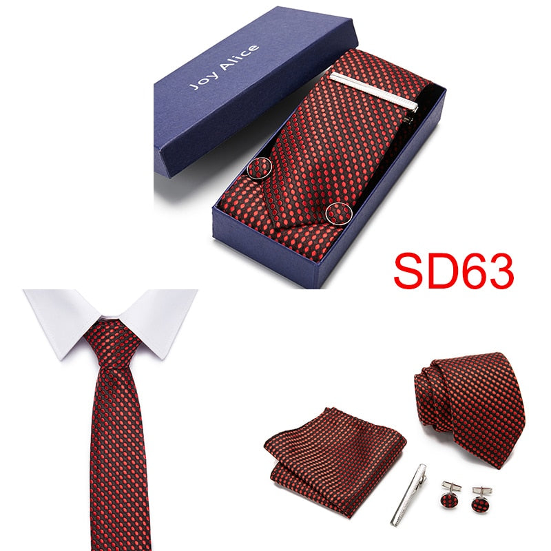 Gift Box 38 styles Tie Set Hanky Cufflinks With Gift Box Jacquard Woven Neckties Set For Men Wedding Party Lots of  accessories
