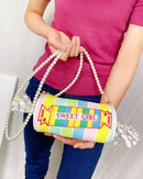 Sweet Candy Design Shoulder Bag Color Stripe Pu Women Clutch Bag Embroidered Letters Casual Crossbody  Bag Female Pouch 2021