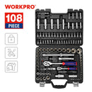 WORKPRO 108PC Car Repair Tool Set Auto Repair Tool Kits Sockets Set Bit Set Ratchet Spanners Wrench