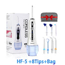 Irrigador Oral AZDENT HF-5/6, hilo Dental portátil de agua, hilo Dental recargable por USB, hilo dental con chorro de agua, depósito de agua con 5 puntas de chorro
