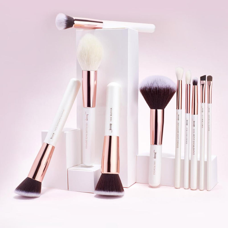 Juego de brochas de maquillaje Jessup, envío directo, perla, blanco, rosa y oro, herramientas cosméticas para maquillaje, definidor de polvo de sombra de ojos, 6-25 uds.