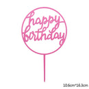 Happy Birthday Cake Topper Acrylic Gold Silver Cake Flag Cupcake Topper For Boy Girl Birthday Party Decorations Wedding Supplies