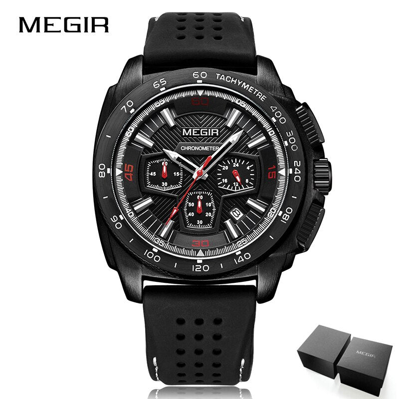 Reloj cronógrafo MEGIR para hombre, relojes deportivos militares del ejército, reloj de pulsera de cuarzo con correa de silicona informal a la moda, reloj Masculino