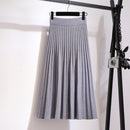 Falda Midi de punto escolar coreana TIGENA, moda para mujer, Otoño Invierno 2021, Falda plisada de cintura alta informal hasta la rodilla, verde para mujer