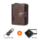 Cartera de cuero para hombre BULLCAPTAIN, carteras de negocios, tarjetero multifunción, caja pequeña para tarjetas