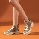 BeauToday Casual Sneakers Women Suede Leather Round Toe Lace-Free High Top Ladies Retro Fashion Flat Shoes Handmade 29575
