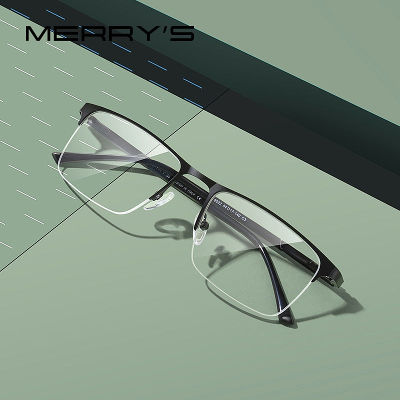 MERRYS DESIGN Men Alloy Glasses Frame Men Square Half Optical Ultralight Myopia Hyperopia Prescription Eyeglasses S2102