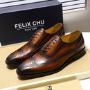 FELIX CHU Classic Wingtip Medallion Brogue Oxford Men&