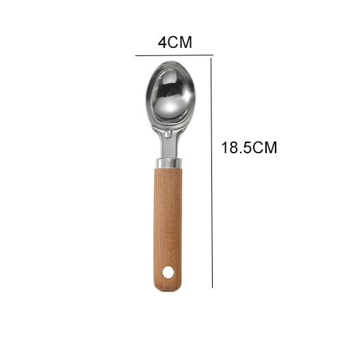 Kitchen Gadgets Wooden Handle Small Kitchenware Stainless Steel  Opener Baking Pizza Skin-Peeler Cheese Knife  Kitchenware Set