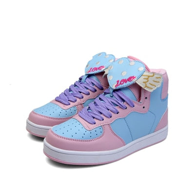 Zapatos de Lolita rosa de Cosplay de Anime, zapatos Kawaii a juego de Color de tacón plano con cabeza redonda, zapatillas de deporte para mujer Kawaii Girl Gothic Loli Cos