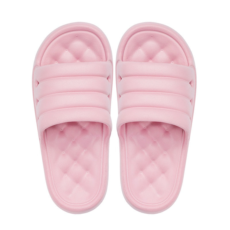 Cute Candy Color Household Slippers 3.5 cm Platform Thick Bottom Soft Non-Slip Slides  Massage Soles Men  Women Bathing Shoes