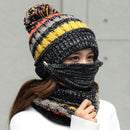 2020 Mütze Winter Frauen Maske Sturmhaube Mütze für Mädchen Schal dickes warmes Fleece innen gestrickte Mütze Schal Set 3-teilige Wintermützen