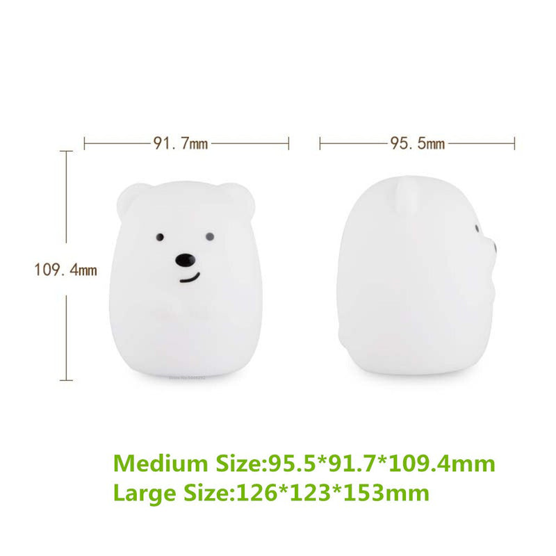 Bear LED Night Light Touch Sensor Remote Control 9 Colors Dimmable Timer Rechargeable Silicone Night Lamp for Children Baby Gift