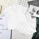 HiLoc Solid Satin Sleepwear Silk Pajamas Set Top And Shorts Two Piece Set Pyjamas Women Pajama Short Sleeve Home Suit Casual