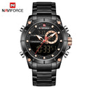 Relojes deportivos NAVIFORCE para hombre, reloj de pulsera de cuarzo Digital a la moda, reloj de pulsera de acero resistente al agua con doble pantalla, reloj Masculino