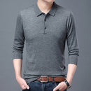 6% Wool 2022 High Quality Designer New Fashion Brand Solid Color Casual Japanese Polo Shirt Men Long Sleeve Tops Mens Clothing