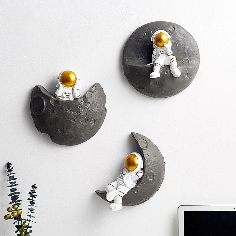 Decoración de pared nórdica astronauta resina estantes de pared decoración del hogar figuritas de astronauta 3D para sala de estar dormitorio decoración colgante de pared