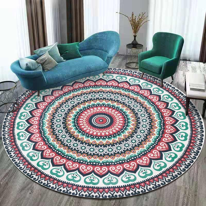 Alfombra redonda de estilo étnico con estampado de flores de Mandala, alfombras suaves para sala de estar, alfombra antideslizante, alfombrilla para suelo de silla, alfombra decorativa para dormitorio