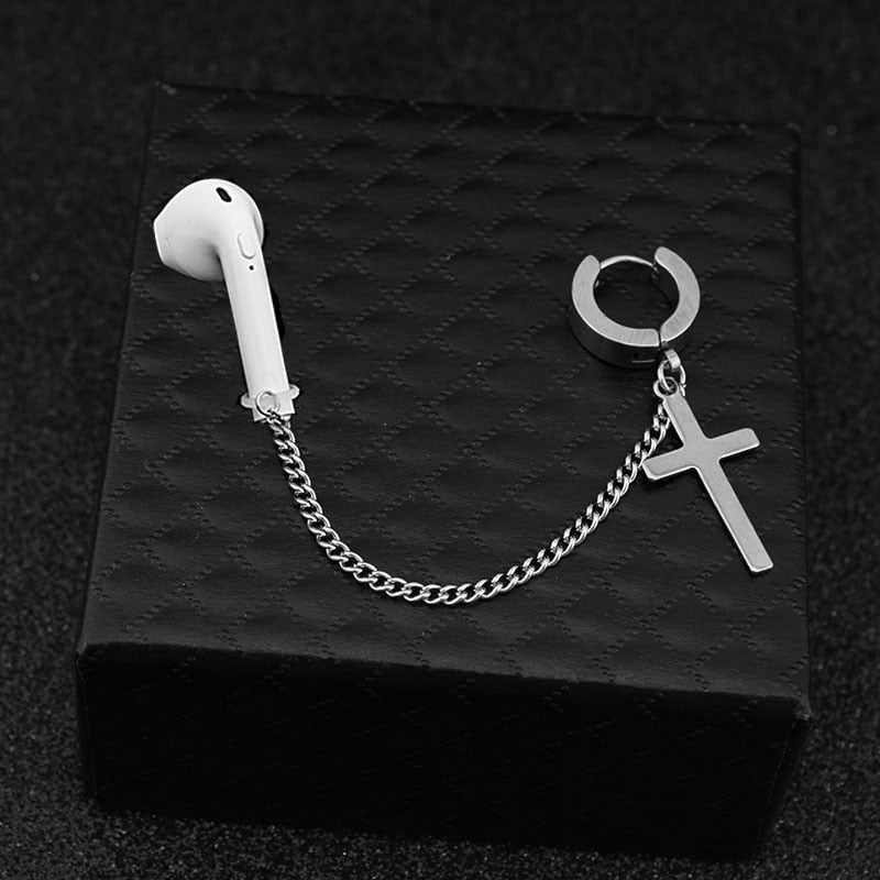 Pendientes de acero inoxidable, Clip de oreja antipérdida, soportes inalámbricos para auriculares Bluetooth, accesorios, pendientes para hombres y mujeres para Airpods