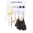 2020 Vintage Women Drop Earrings Set Bohemia Acrylic Tassel Pearl Alloy Long Pendant Earrings Geometric Jewelry Party Gift