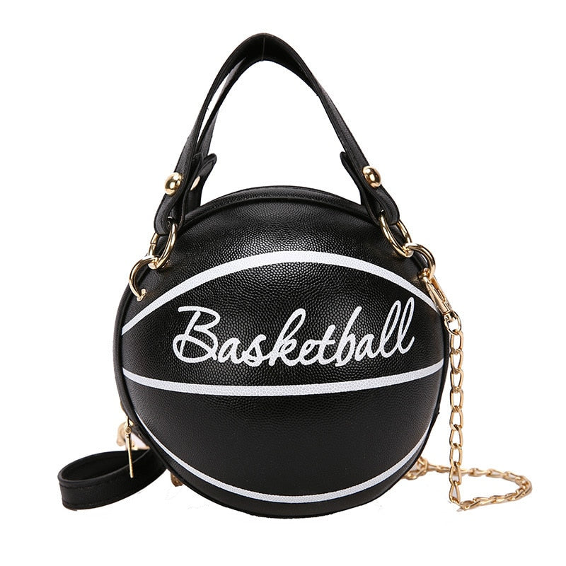 Buylor Personality Basketball Crossbady Bag for Women Casual PU Leather Handbag Cute  Round Ball Purse Wacky Female Chains Tote