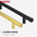 NAIERDI 20 piezas manija de muebles de barra en T de acero inoxidable manija de cocina de oro cepillado tirador de gabinete negro con tornillo de bambú cortable