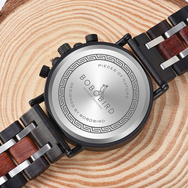 BOBO BIRD Wooden Watch Men Wristwatches Date Show Luminous Hand Chronograph Timepiece relogio masculino with Gift Box
