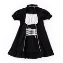 QWEEK Goth Maid Dress Kawaii Gothic Milkmaid  Lolita Outfit Cosplay Costume E Girl Puff Sleeve Bandage Dress 2021 Mall Goth Emo