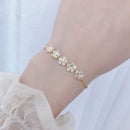 Pulsera de lujo con flor de circón AAA superbrillante para mujer, bonita pulsera romántica de oro auténtico de 14 quilates con circonita cúbica para mujer, Pulseras de cadena diarias