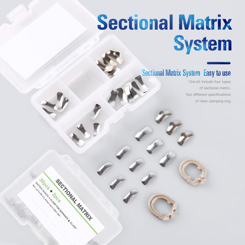 AZDENT Dental Sectional Matrix Contoured System Metal Matrices Dentistry Matrix Band Resin Clamping Seperating Ring Autoclavable