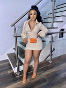 Plaid Women Mini Dress 2021 Autumn Puff Long SleevBodycon Shirts Dresses Sexy Club Party Outfits