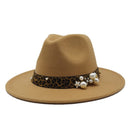 Winter wool Fedoras For Women Wide Brim Felt Hat Ladies Tweed Army Green Jazz Cap Female Leopard Winter Elegant Pork Pie Hat