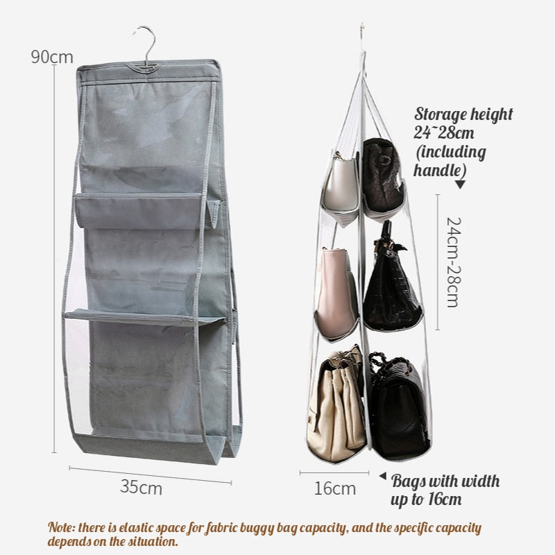 Foldable Hanging Handbag Clothes Organizer For Things Wardrobe Closet Transparent Storage Bag Handbag Shopping Bag Sundry Hanger