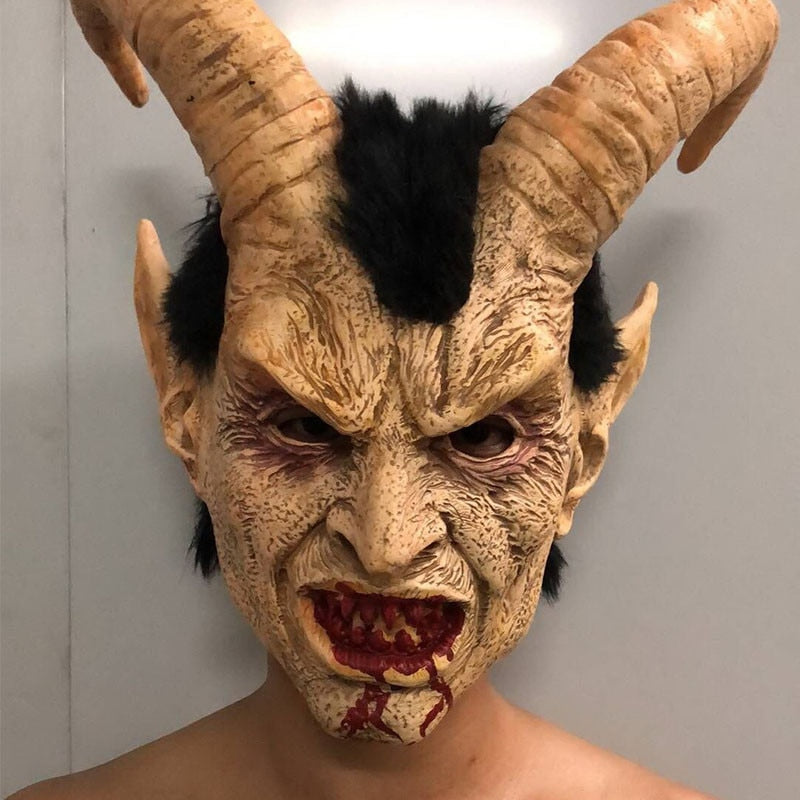 Takerlama película Lucifer máscaras diablo película Cosplay máscara de látex Halloween Horrorible cuerno máscara adulto disfraz fiesta utilería