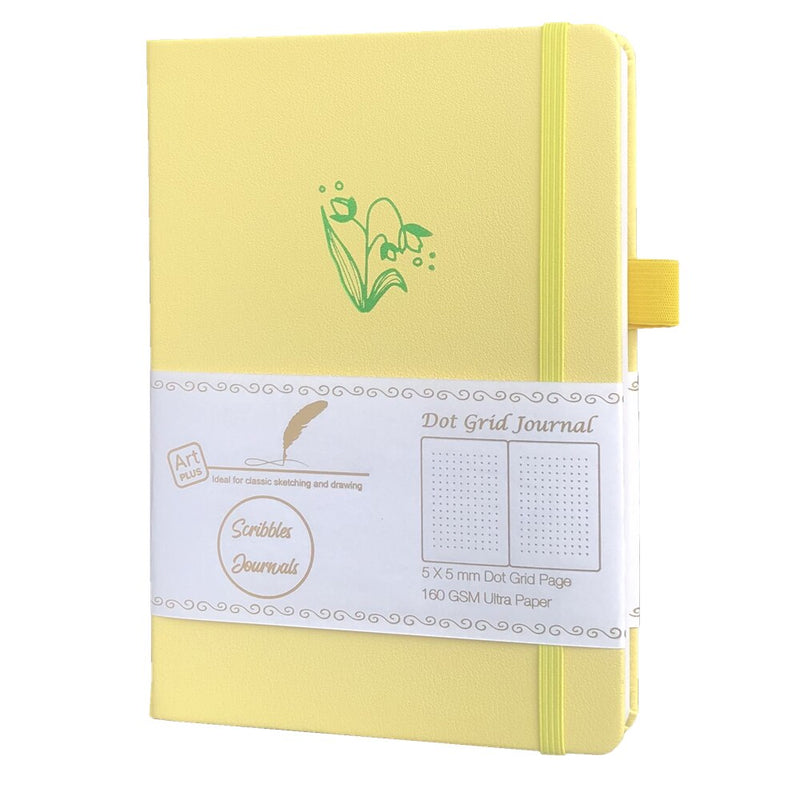 BUKE Dotted Journal Dot Grid Notebook Sketcbook - PU Leather, 160gsm Thick Paper, Inner Pocket, Elastic Closure, Pen Holder