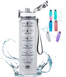 ZOMAKE 32 Unzen motivierende Wasserflasche mit Zeitmarkierung, auslaufsichere Sportwasserflasche BPA-frei, Fruchtwasserflasche Sport 1 Liter