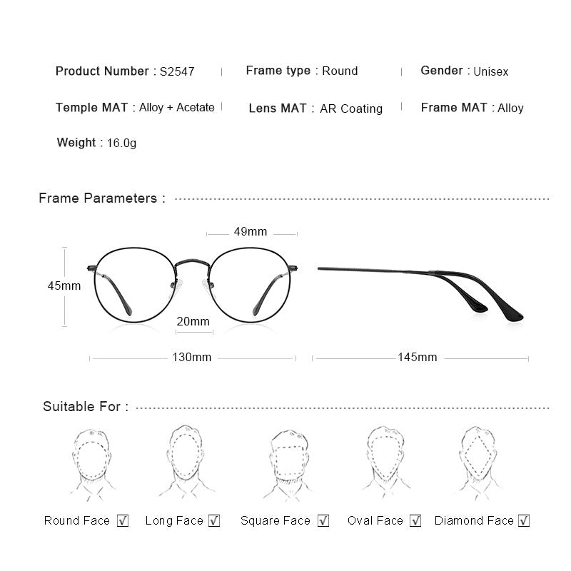 MERRYS DESIGN Classic Round Glasses Frame For Men Women Fashion Myopia Prescription Glasses Frames Optical Eyewear S2547