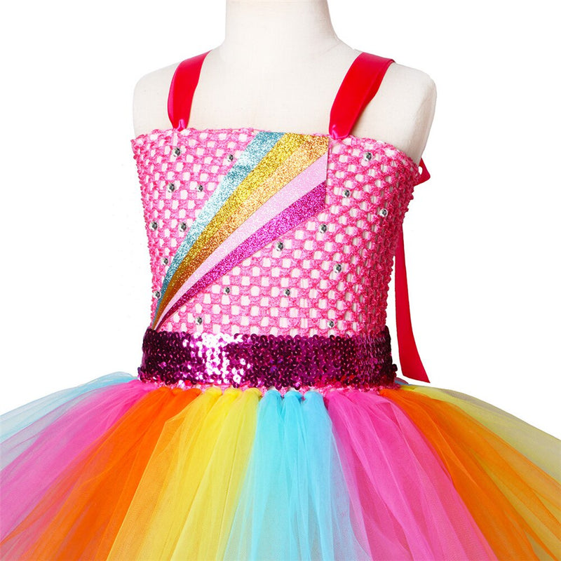Vestido de tutú de Jojo Siwa con lazo para el pelo, vestido de princesa de arcoíris para niñas, vestidos de tutú para niños, vestidos de tutú para niñas, disfraz de fiesta de cumpleaños