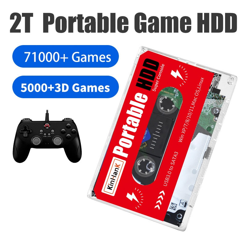 2TB HDD 2.5 Externe Spielfestplatte 120000+ Spiele für PS2/PS3/PS1/Sega Saturn/Wii/DC/Wiiu Für PC/Laptop/Super Console X PC