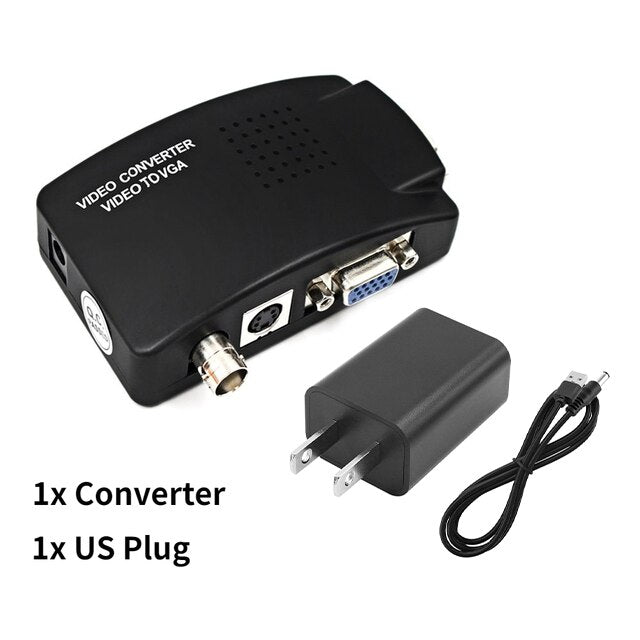 BNC VGA Composite S-Video to VGA Converter Video Converter VGA Output Adapter Digital Switch Box for PC Mac TV Camera DVD DVR