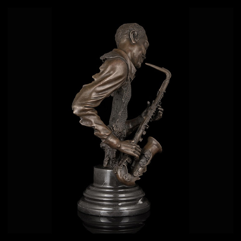 ArtsHom AH-056 Bronze Music Statue Sculpture Home Accessories Man Paly Saxophone Statue Sculpture Home Decorative Sculpture