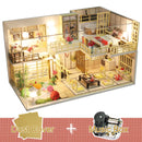 CUTEBEE Dollhouse Kit with Furniture Led Lights Diy Miniature House to Build Tiny Doll House Cozy Time for Children Toy Gift