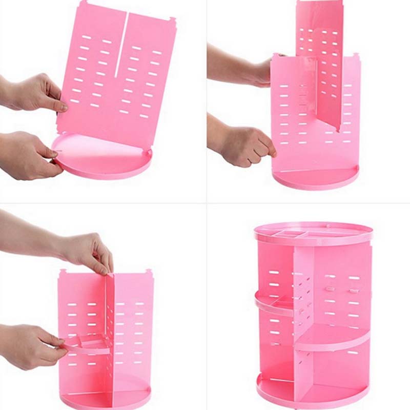 New 360-degree Rotating Makeup Organizer Brush Holder Jewelry Organizer Case Jewelry Makeup Cosmetic Storage Box Shelf