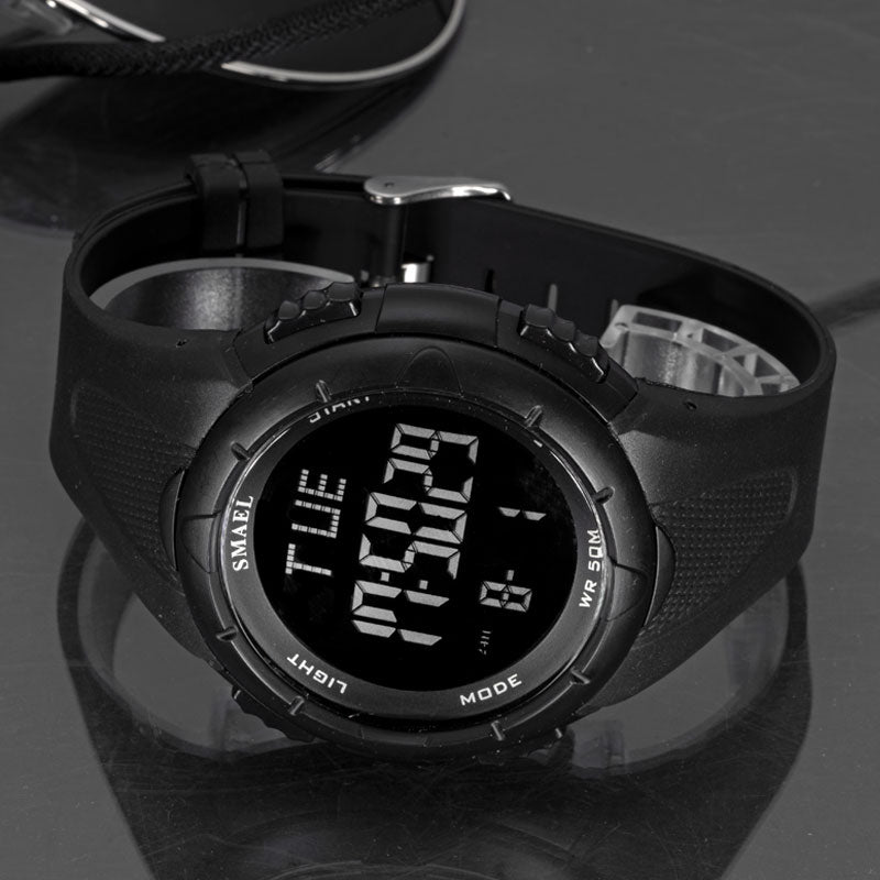 Reloj digital para hombre SMAEL 50M, relojes impermeables, reloj Led, alarma, pulsera negra, cronómetro, reloj deportivo 1016, relojes digitales para hombre